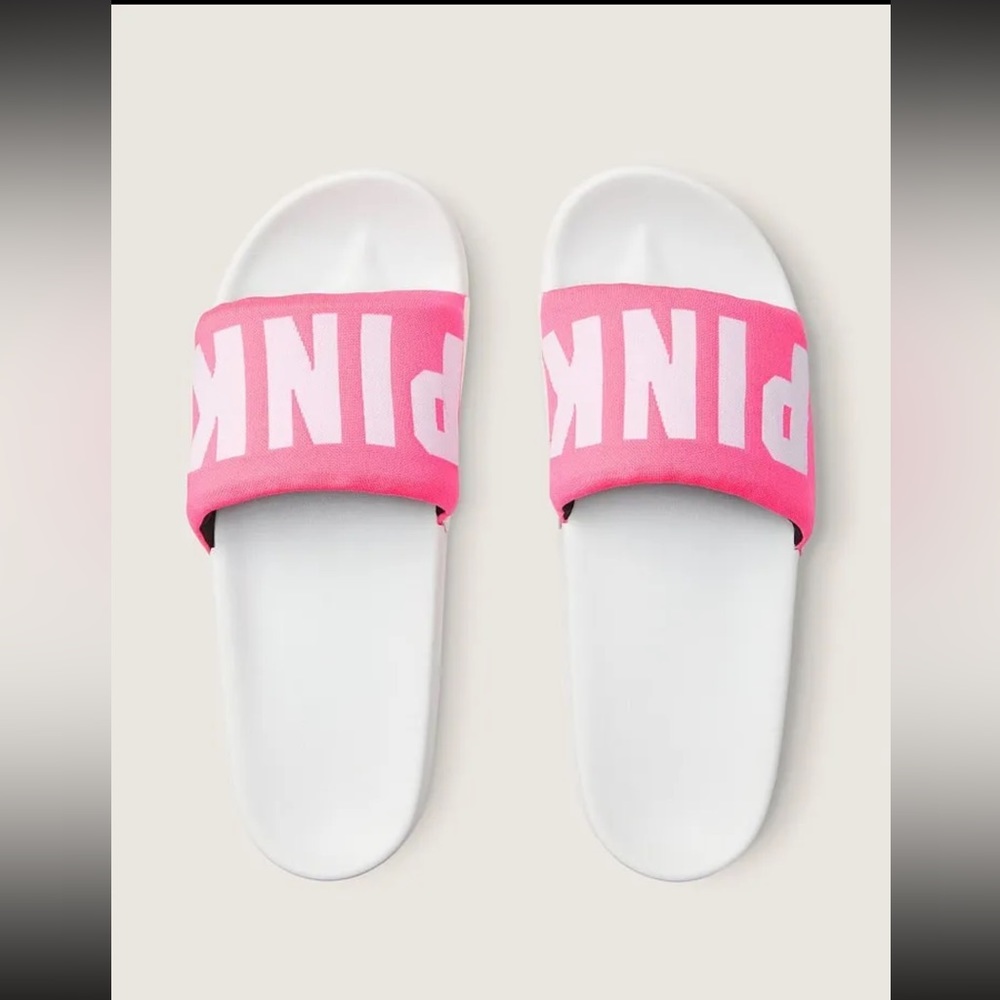 Victoria's Secret Pink Women's Logo Seamless Single Strap Slides.